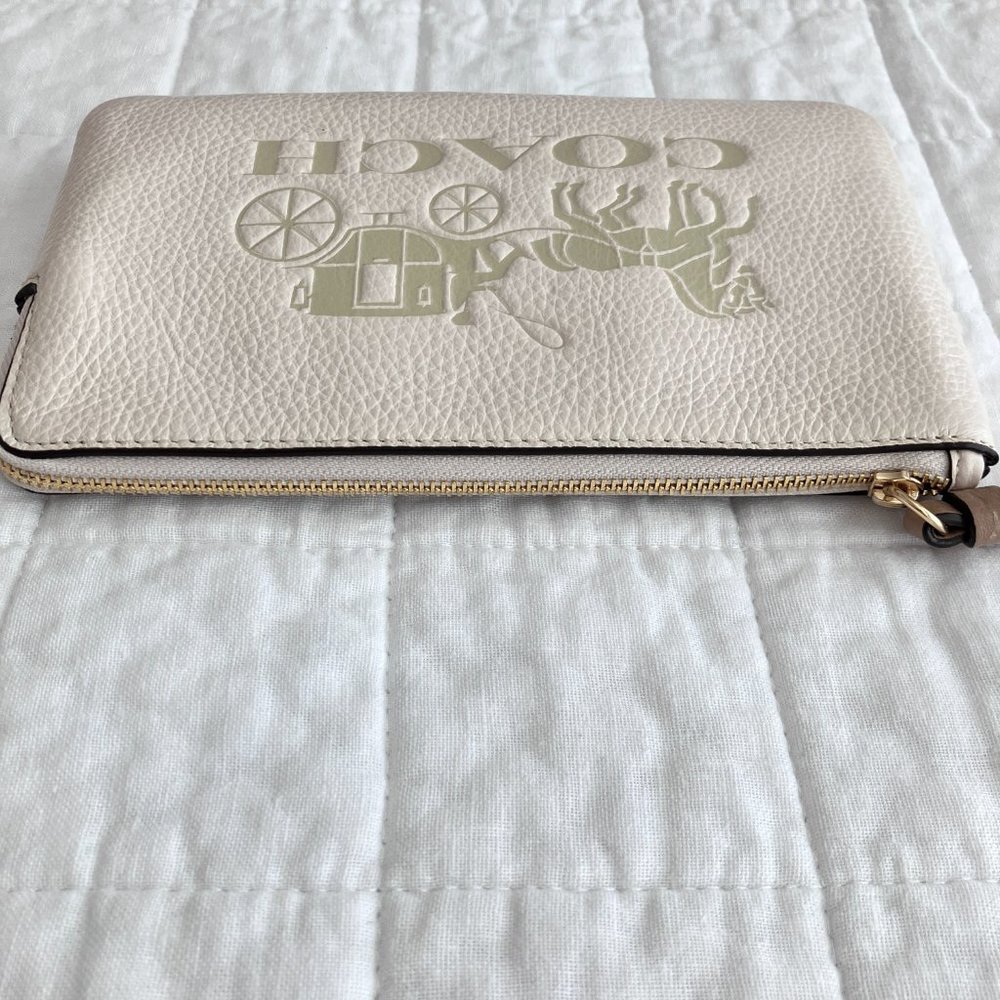 Coach Jes Corner Zip Wristlet Pouch Leather Horse & Carriage - Picture 4 of 7